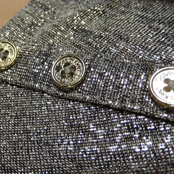 Calvin Klein Gold Shimmer Ruched Sleeveless Top Button Accents on Shoulder Small - Picture 10 of 14